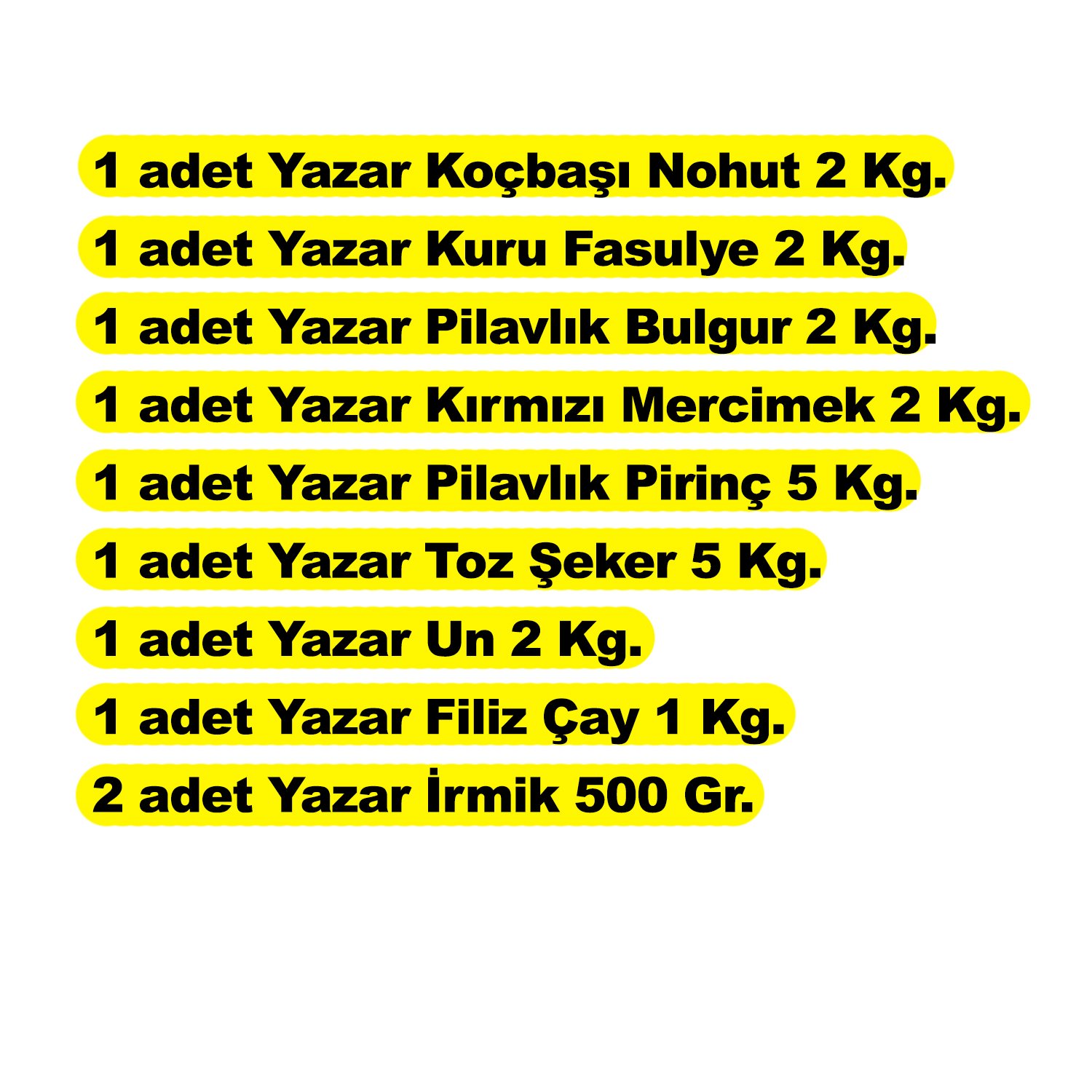 Yazar Ramazan Kumanya Gıda Kolisi Yardım Paketi 9 Parça 22 Kg